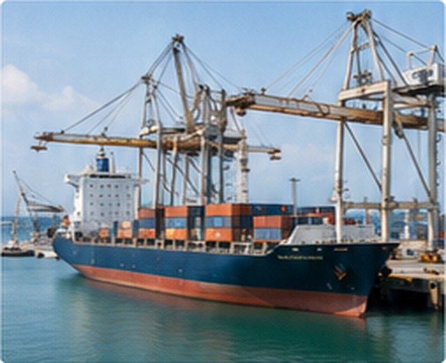 Navire porte-conteneurs au port